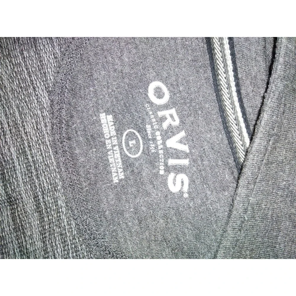 Orvis Mens Large Pullover Mock Neck 1/4 Zip Sweater Gray